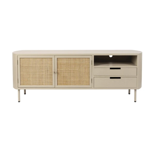 Beige Tv-meubel Met Rotan 3 Beige Tv-meubel Met Rotan