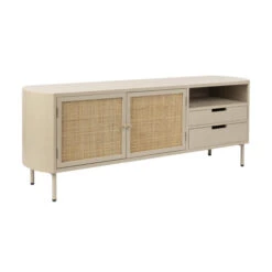 Voorkant -BEPUREHOME Winkel beige tv meubel met rotan amaya bodio 02