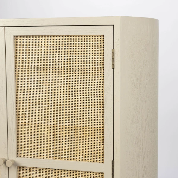 Beige Wandkast Met Rotan Deuren 5 Beige Wandkast Met Rotan Deuren - Afbeelding 3