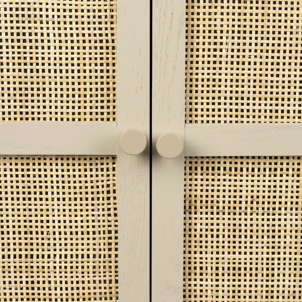 Beige Wandkast Met Rotan Deuren 8 Beige Wandkast Met Rotan Deuren - Afbeelding 6