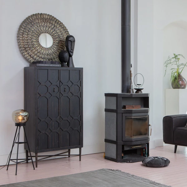 BePureHome Vintage Wandkast Zwart Hout - Afbeelding 6