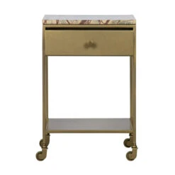 Voorkant -BEPUREHOME Winkel bepurehome clinic nachtkastje op wielen goud marmer 05