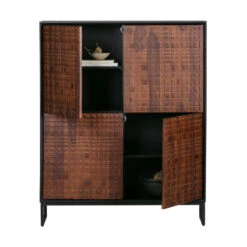 BePureHome Wandkast Walnoot Met Zwart -BEPUREHOME Winkel bepurehome nuts houten wandkast walnoot zwart 01