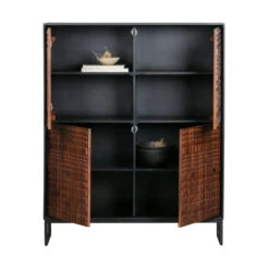 BePureHome Wandkast Walnoot Met Zwart -BEPUREHOME Winkel bepurehome nuts houten wandkast walnoot zwart 02