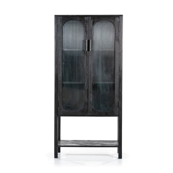 Zwarte Kast Met Ribbelglas 5 Zwarte Kast Met Ribbelglas - Afbeelding 3