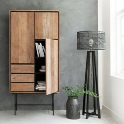 Hoge Wandkast Teakhout -BEPUREHOME Winkel dtp home metropole hoge wandkast teakhout 02