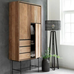Hoge Wandkast Teakhout -BEPUREHOME Winkel dtp home metropole hoge wandkast teakhout 03