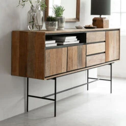 Hoog Dressoir Teak Hout 200 Cm -BEPUREHOME Winkel dtp home metropole hoog dressoir van teak 200 cm 07