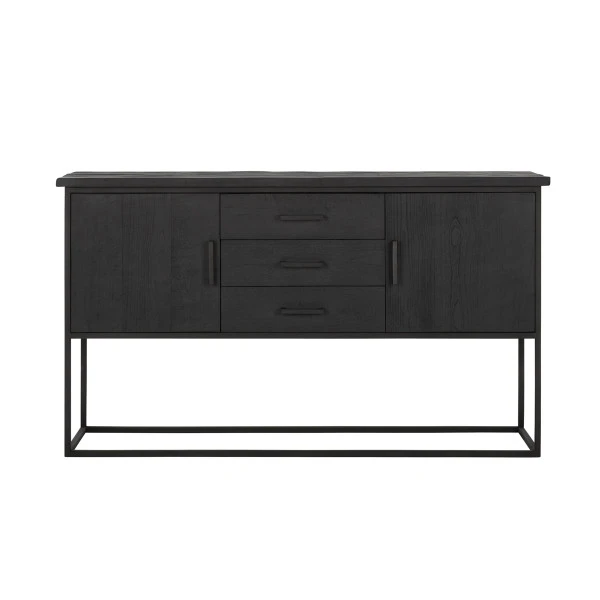 Zwart Teak Dressoir Industrieel Design 6 Zwart Teak Dressoir Industrieel Design - Afbeelding 4