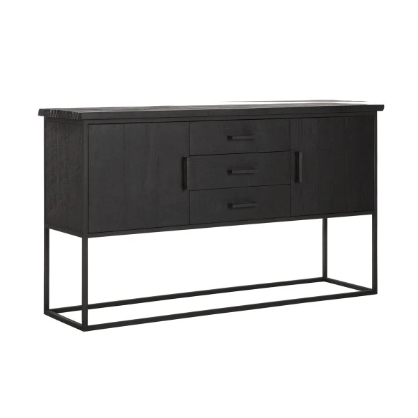 Zwart Teak Dressoir Industrieel Design 4 Zwart Teak Dressoir Industrieel Design - Afbeelding 2