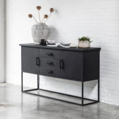Zwart Teak Dressoir Industrieel Design 12 Zwart Teak Dressoir Industrieel Design -BEPUREHOME Winkel dtp home timeless black zwart dresoir beam no. 2 04