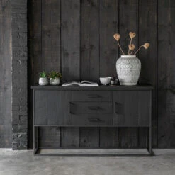 Zwart Teak Dressoir Industrieel Design