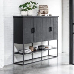 Zwarte Bergkast Teak Large 7 Zwarte Bergkast Teak Large -BEPUREHOME Winkel dtp home timeless black zwarte wandkast beam groot 03