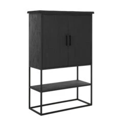 Zwarte Bergkast Teak Small 10 Zwarte Bergkast Teak Small -BEPUREHOME Winkel dtp home timeless black zwarte wandkast beam smal 03