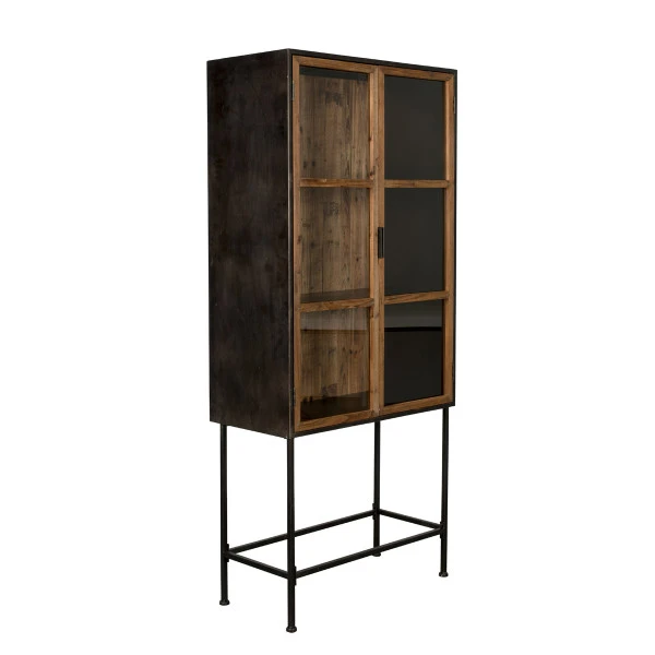 Houten Vitrinekast Industrieel 4 Houten Vitrinekast Industrieel - Afbeelding 2