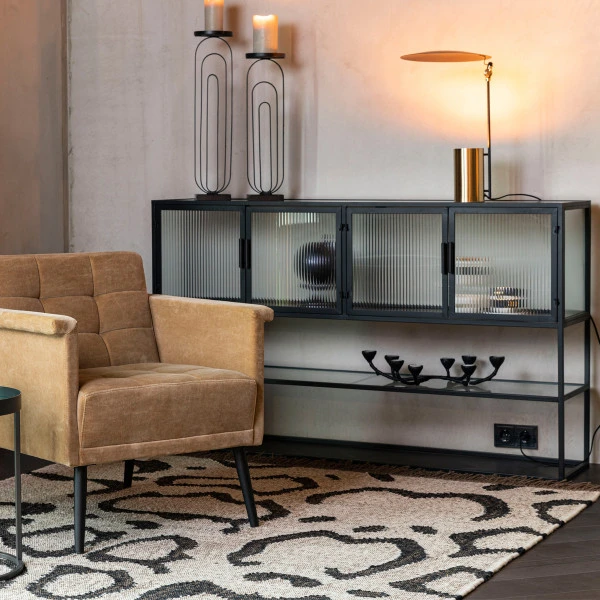 Dressoir Met Ribbel Glas 3 Dressoir Met Ribbel Glas - Afbeelding 2