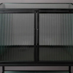 Ribbelglas Vitrinekastje Zwart -BEPUREHOME Winkel dutchbone boli ribbelglas vitrinekast 005