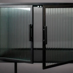 Ribbelglas Vitrinekastje Zwart -BEPUREHOME Winkel dutchbone boli ribbelglas vitrinekast 006