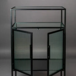 Ribbelglas Kastje Zwart Staal -BEPUREHOME Winkel dutchbone boli ribbelglas wandkastje 004