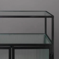 Ribbelglas Kastje Zwart Staal -BEPUREHOME Winkel dutchbone boli ribbelglas wandkastje 005