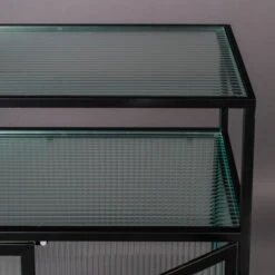 Ribbelglas Kastje Zwart Staal -BEPUREHOME Winkel dutchbone boli ribbelglas wandkastje 006