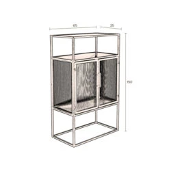 Ribbelglas Kastje Zwart Staal -BEPUREHOME Winkel dutchbone boli ribbelglas wandkastje 010