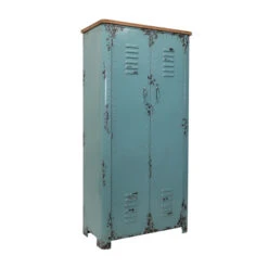 Lockerkast Vintage Blauw -BEPUREHOME Winkel dutchbone rusty hoge blauwe metalen lockerkast 03