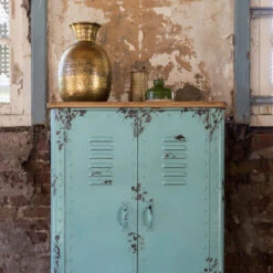 Lockerkast Vintage Blauw -BEPUREHOME Winkel dutchbone rusty hoge blauwe metalen lockerkast 09