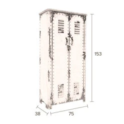 Lockerkast Vintage Blauw -BEPUREHOME Winkel dutchbone rusty hoge blauwe metalen lockerkast 10