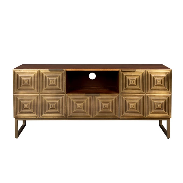 Tv-meubel Mangohout Goud 3 Tv-meubel Mangohout Goud