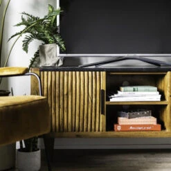 Retro Tv-meubel Mangohout Marmer 125 Cm -BEPUREHOME Winkel eleonora carter retro tv meubel mangohout 125 cm 01