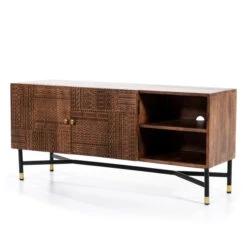 Tv-meubel Mangohout Met Houtsnijwerk -BEPUREHOME Winkel eleonora isa tv meubel mangohout met houtsnijwerk 03