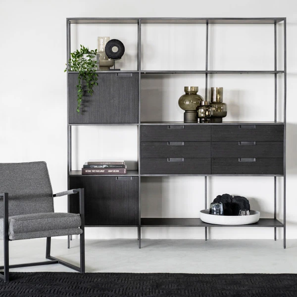 Zwarte Wandkast 180 Cm 4 Zwarte Wandkast 180 Cm - Afbeelding 2