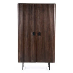 Donkerbruine Kast Met Houten Latjes -BEPUREHOME Winkel eleonora remi donkerbruine kast met houten latjes 01