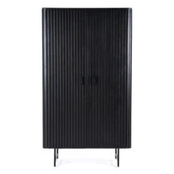 Zwarte Retro Kast Met Houten Latjes -BEPUREHOME Winkel eleonora remi zwarte retro kast met houten latjes 01