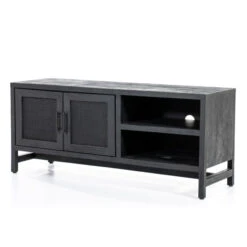 Zwart Tv-meubel Met Rotan Webbing -BEPUREHOME Winkel eleonora vic zwart tv meubel met rotan webbing 03