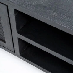 Zwart Tv-meubel Met Rotan Webbing -BEPUREHOME Winkel eleonora vic zwart tv meubel met rotan webbing 05