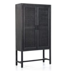 Zwarte Kast Met Rotan Webbing