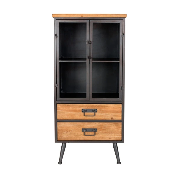 Vitrinekast Staal En Hout 4 Vitrinekast Staal En Hout - Afbeelding 2