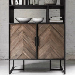 Boekenkast Zwart Teak Met Visgraat -BEPUREHOME Winkel hoge visgraad wandkast met open vakken dtp home criss cross 010