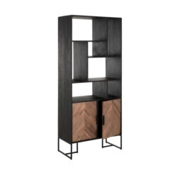 Boekenkast Zwart Teak Met Visgraat -BEPUREHOME Winkel hoge visgraad wandkast met open vakken dtp home criss cross 03