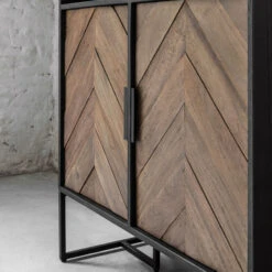 Boekenkast Zwart Teak Met Visgraat -BEPUREHOME Winkel hoge visgraad wandkast met open vakken dtp home criss cross 06