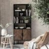 Boekenkast Zwart Teak Met Visgraat -BEPUREHOME Winkel hoge visgraad wandkast met open vakken dtp home criss cross 08