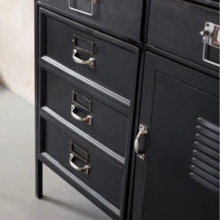 Stalen Ladekast Industrieel -BEPUREHOME Winkel kare design art factory industriele zwarte kast 05