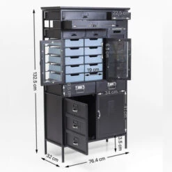 Stalen Ladekast Industrieel -BEPUREHOME Winkel kare design art factory industriele zwarte kast 10