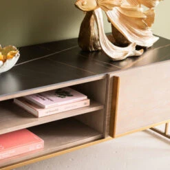 Tv-meubel Marmer, Hout En Koper -BEPUREHOME Winkel kare design cesaro tv meubel marmer hout en koper 12