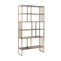 Vakkenkast Koper, Marmer En Hout 12 Vakkenkast Koper, Marmer En Hout -BEPUREHOME Winkel kare design cesaro vakkenkast koper marmer en hout 02