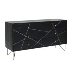 Zwart Ladendressoir -BEPUREHOME Winkel kare design gold vein zwart ladendressoir 05
