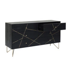 Zwart Ladendressoir -BEPUREHOME Winkel kare design gold vein zwart ladendressoir 06