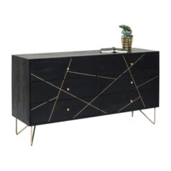 Zwart Ladendressoir -BEPUREHOME Winkel kare design gold vein zwart ladendressoir 07